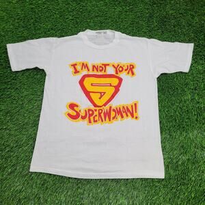Vintage 80s Funny Superwoman Shirt Womens Large 20x27 White